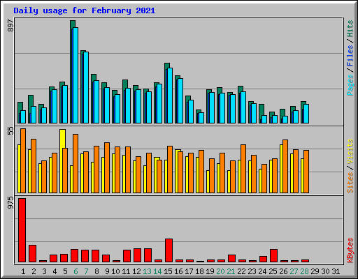 Daily usage for February 2021