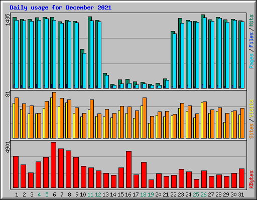 Daily usage for December 2021