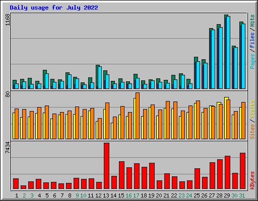 Daily usage for July 2022