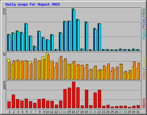 Daily usage for August 2022