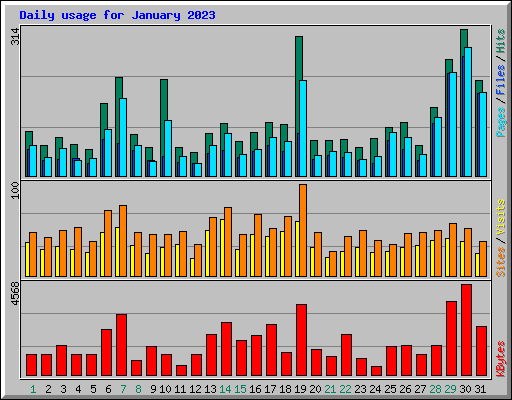 Daily usage for January 2023