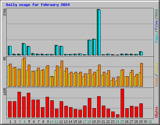 Daily usage for February 2024